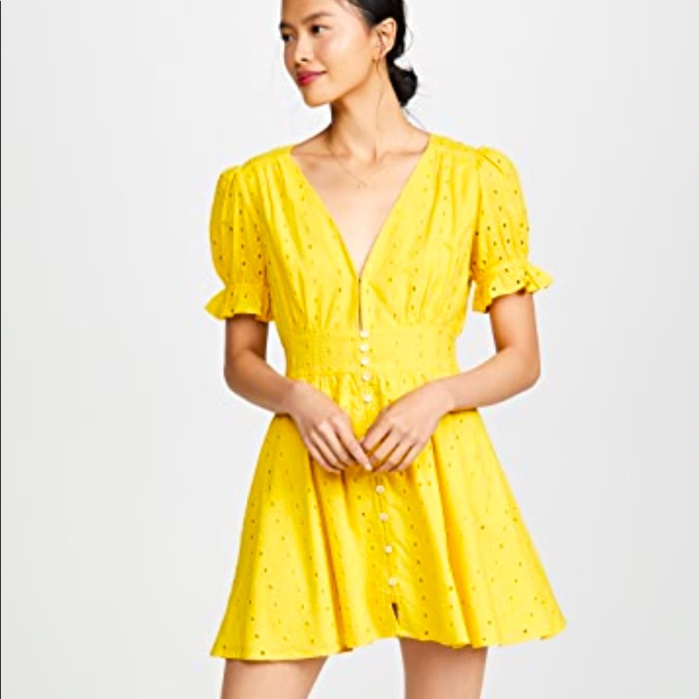 Cleobella 100% Organic Cotton Yellow Eyelet Mini Dress